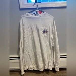 Vineyard Vines Lacrosse White Long Sleeve Tee Casual Comfort